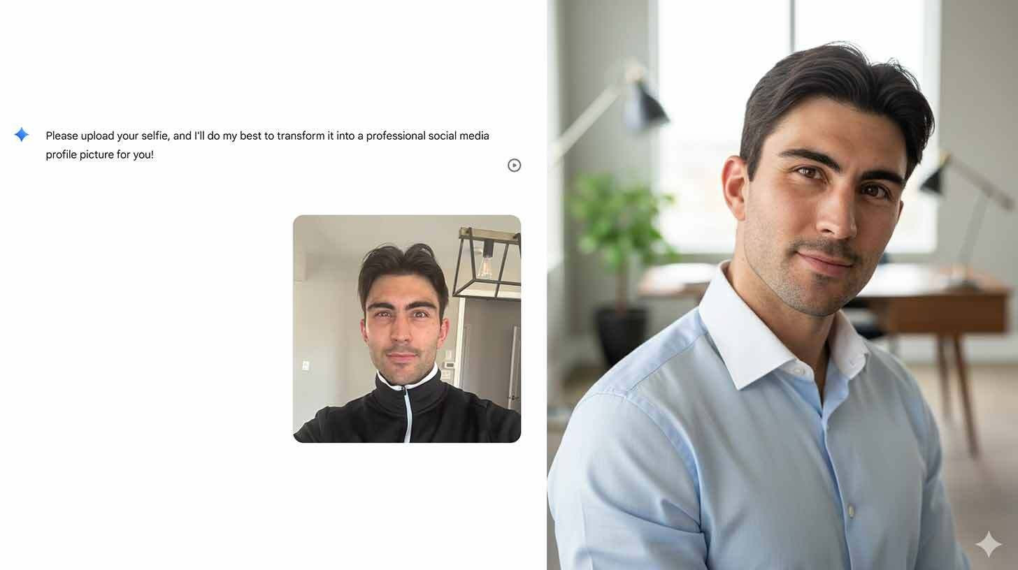 Make a polished headshot using Gemini