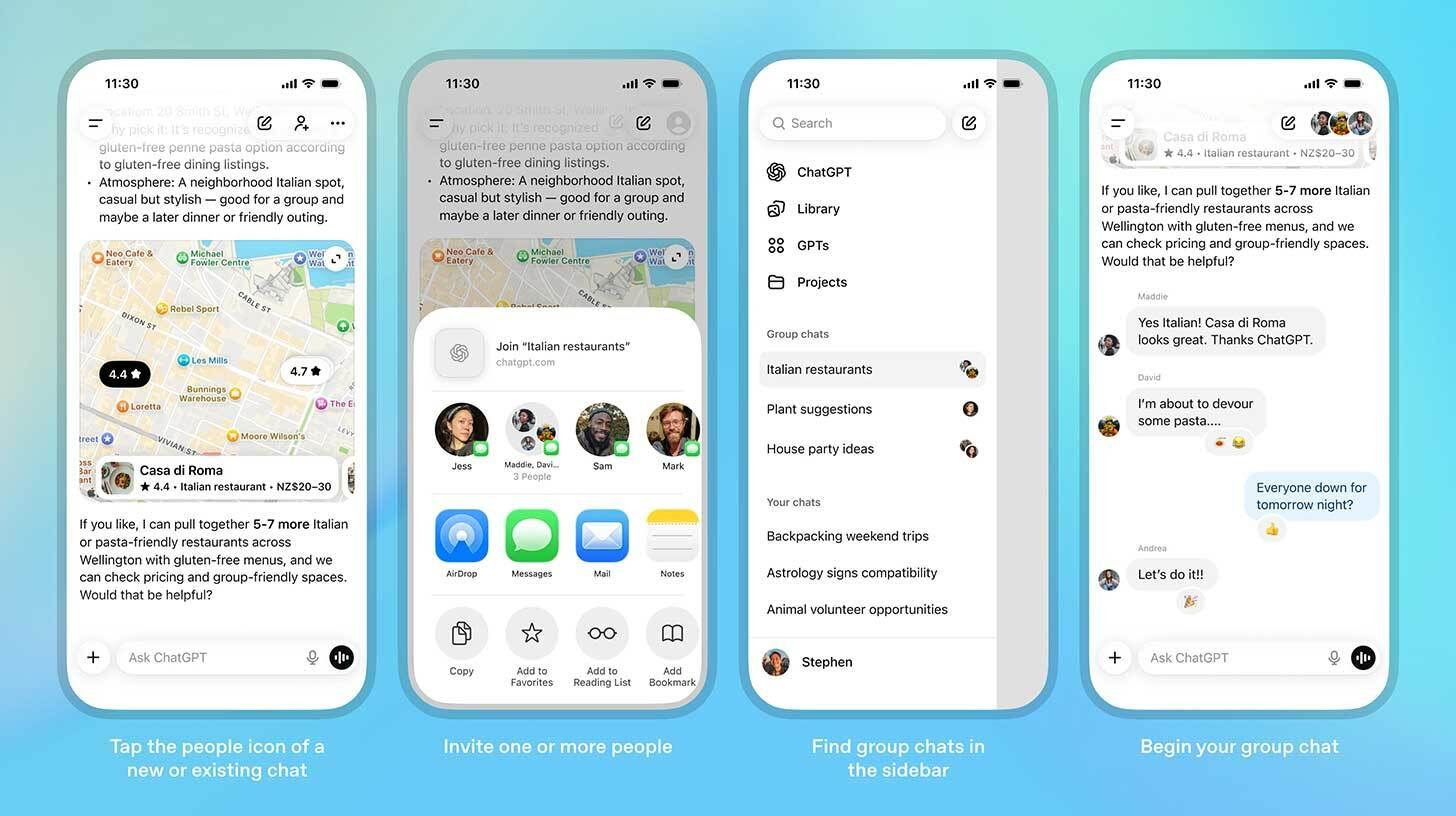 ChatGPT group conversations are launched by OpenAI for all tiers