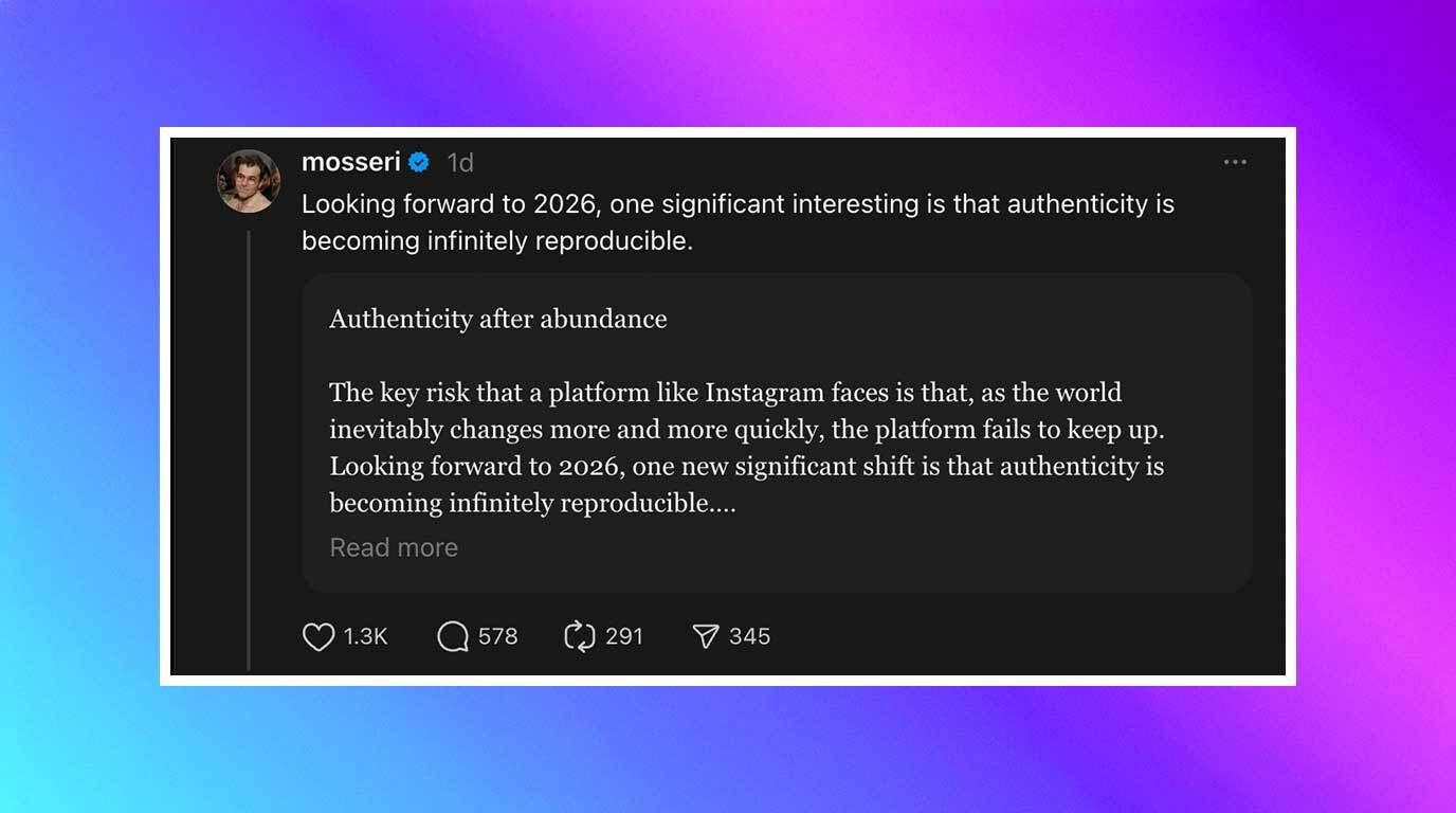 AI requires the platform to "evolve fast," according to the head of Instagram