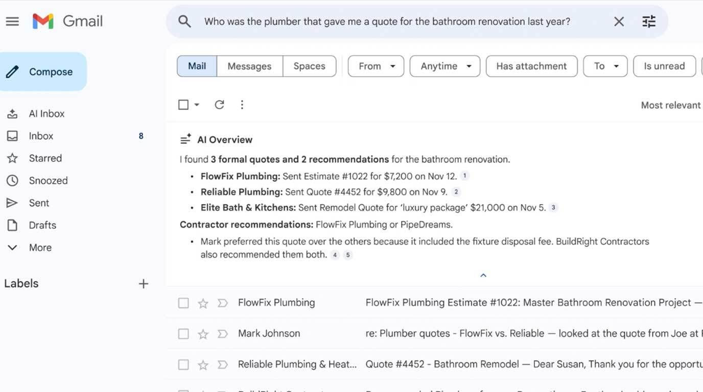 Gmail gets Gemini-powered AI features