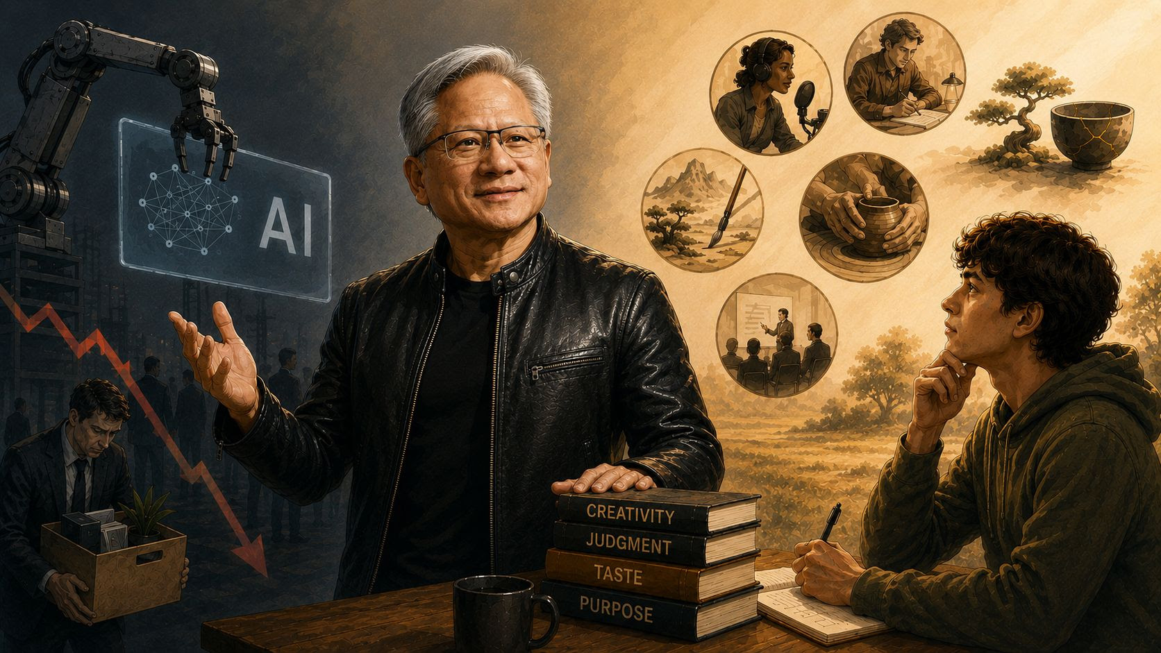 Jensen Huang pushes back on AI-proof subjects